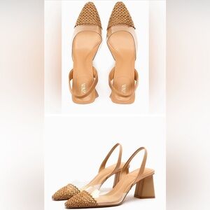 NWOT Zara Clear Slingback Block Heels Size 41